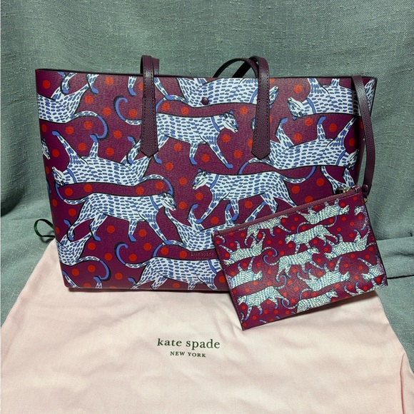 kate spade Handbags - kate spade Purple Leopard Motif Tote with Wristlet